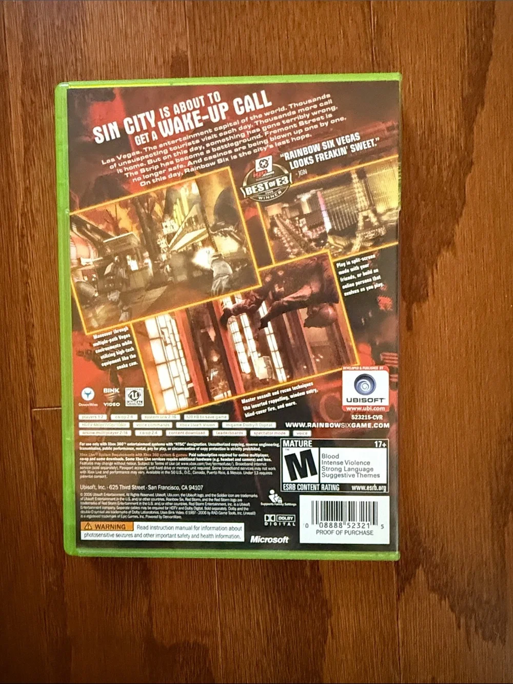 Tom Clancy’s Rainbow Six Vegas Xbox 360 Tactical Shooter Video Game